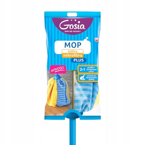 Mop żółta mikrofibra PLUS w komplecie z kijem GOSIA