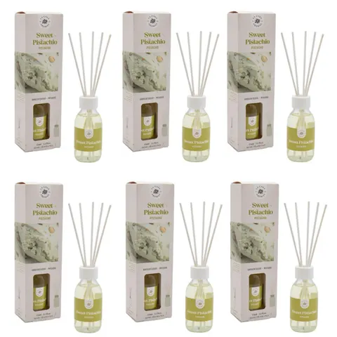 LA CASA DE LOS AROMAS BASIC Patyczki zapachowe SŁODKA PISTACJA 95 ml, pakiet 6 opakowań