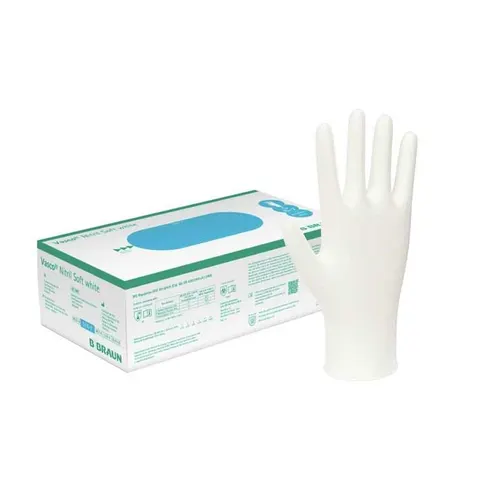 Rękawiczki L nitryl Braun Vasco Soft White 200szt. cienkie białe