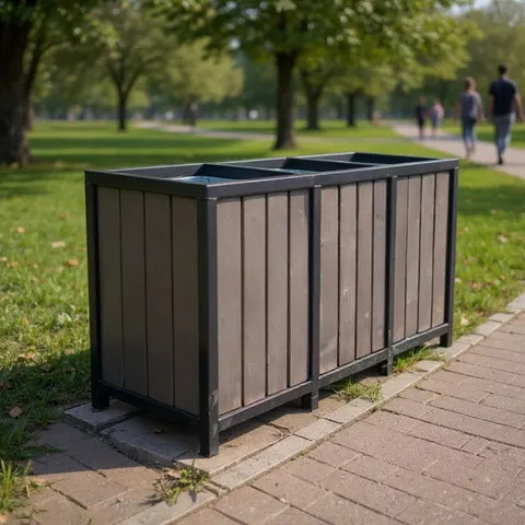 Kosz ogrodowy do segregacji odpadów, 3 stanowiska