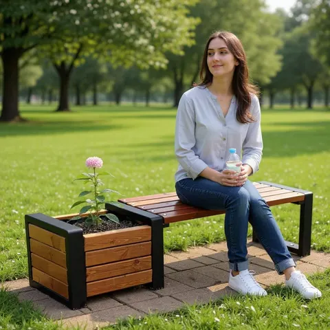 Ławka ogrodowa Grande 100 cm z donicą (pojedyncza)