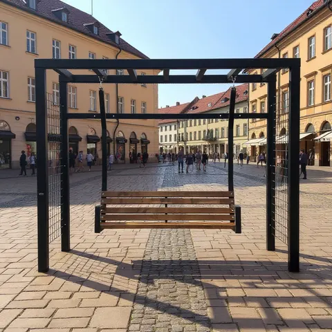 Drewniano stalowa huśtawka miejska