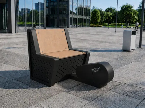 Ławka miejska kinetyczna z ruchem