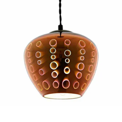 Lampa Wisząca 3D - koła Szklana Czarna d200x165