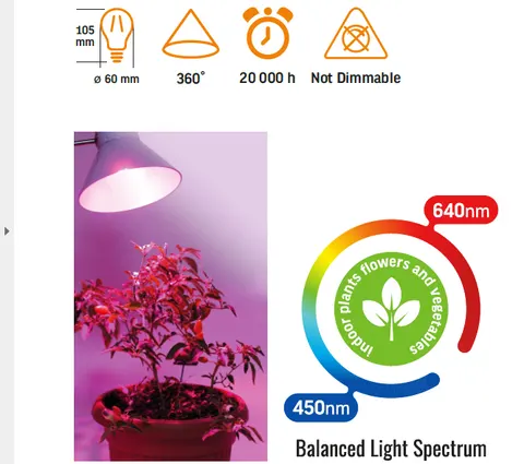 Żarówka LED E27 do uprawy Roślin