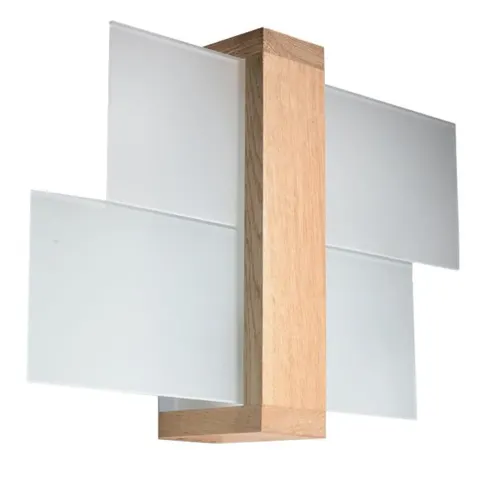 Kinkiet FENIKS 1xE27 naturalne drewno szkło Sollux SL.0077