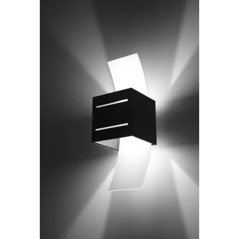 Czarny kinkiet sześcian z szklanym łukiem Sollux Lighting SL.0201 Loreto G9