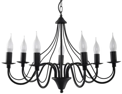 Żyrandol MINERWA 7xE14 czarny świecznik lampa wisząca Sollux