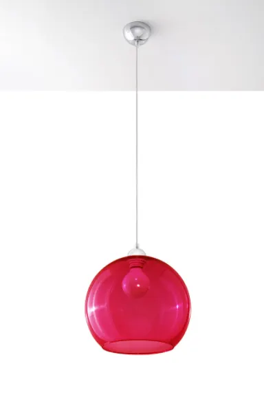 Lampa wisząca czerwona kula szklana 30cm Sollux Lighting SL.0253 Ball E27