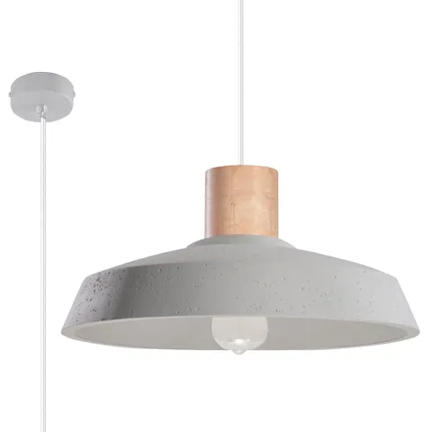Lampa wisząca z szarym betonowym kloszem Sollux Lighting SL.0282 Afra E27 40cm
