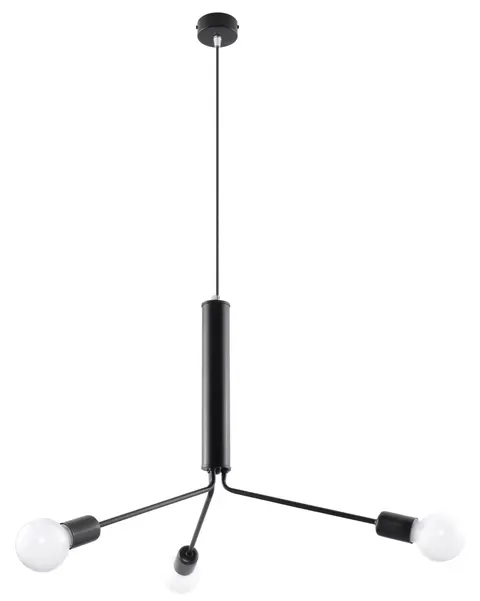 Żyrandol DUOMO 3D czarna lampa wisząca loft E27