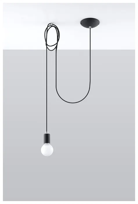 Lampa wisząca EDISON 1 LONG czarny Sollux
