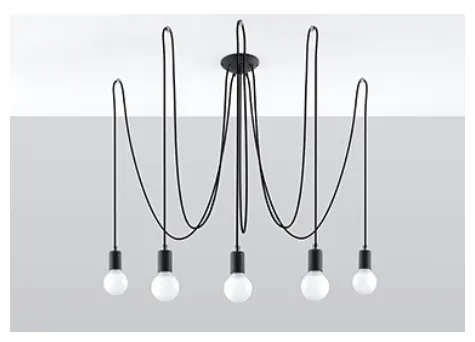Żyrandol EDISON 5 czarny Sollux