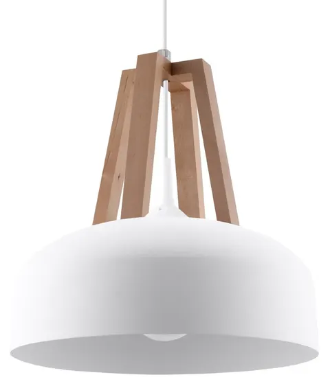 Lampa wisząca CASCO biała/naturalne drewno E27 1x60W IP20 SL.0388 SOLLUX