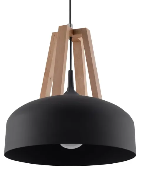 Lampa wisząca CASCO czarna/naturalne drewno E27 1x60W IP20 SL.0390 SOLLUX