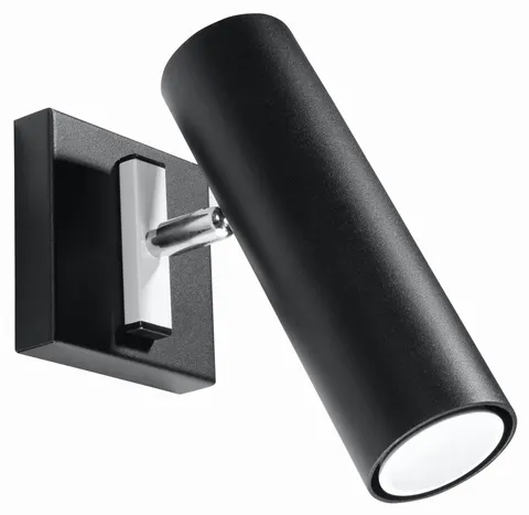 Czarny kinkiet punktowy z dodatkiem chromu Sollux Lighting SL.0498 Direzione GU10