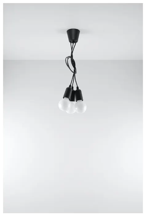 Lampa wisząca DIEGO 3 czarna Sollux