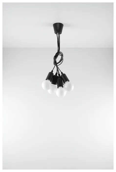 Lampa wisząca DIEGO 5 czarna Sollux