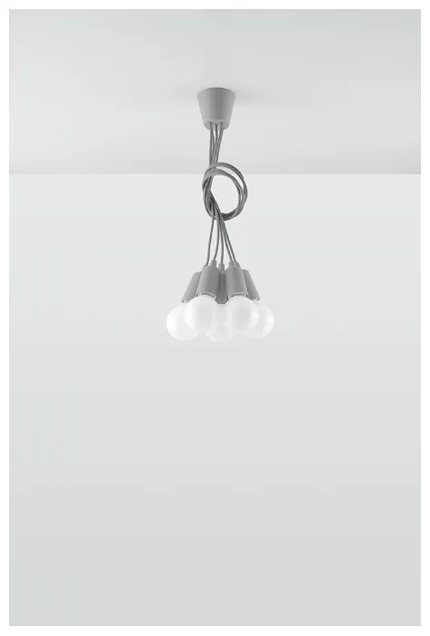 Lampa wisząca DIEGO 5 szara Sollux