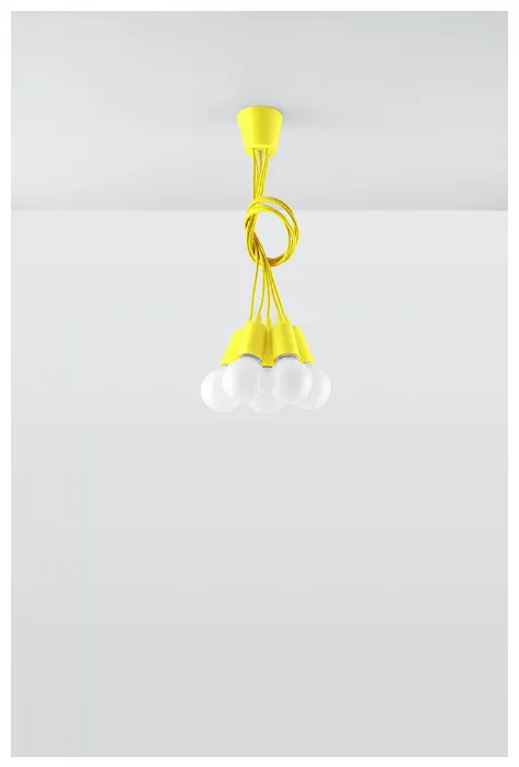 Żółta lampa wisząca związana linka z żarówkami Sollux Lighting SL.0580 Diego 5xE27