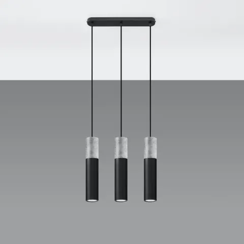 Lampa wisząca betonowa Sollux Borgio 3 3xGu10 SL.0652 IP20 - czarna