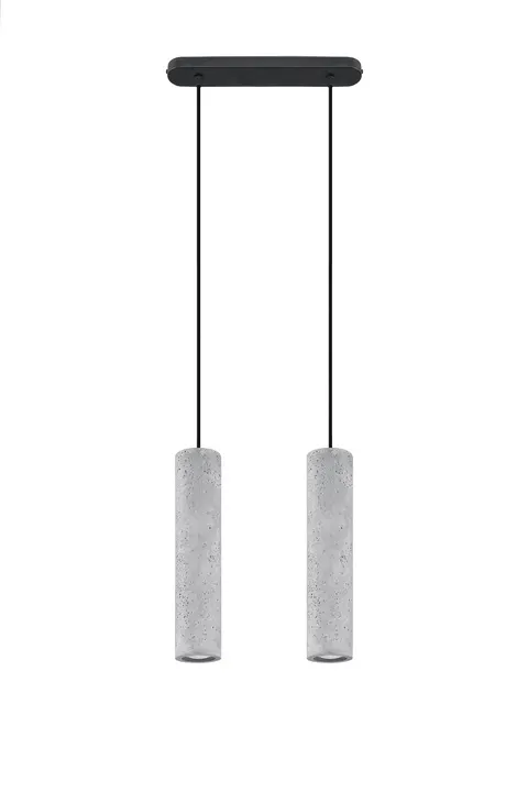 Czarna lampa wisząca listwa 30cm i dwie betonowe tuleje Sollux Lighting SL.0654 Luvo 2xGU10