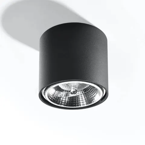 Czarna lampa sufitowa punktowa walec Sollux Lighting SL.0697 Tiube ES111