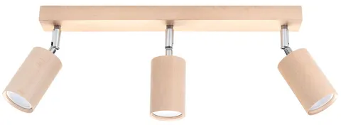 Plafon BERG 3xGU10 reflektor potrójny naturalne drewno Sollux SL.0703