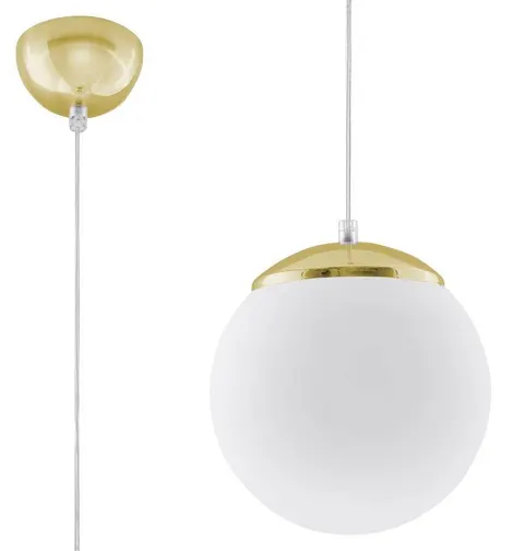 Lampa wisząca UGO 20cm 1xE27 złota Kula Biała Sollux SL.0715