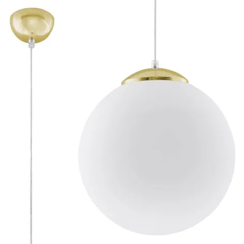 Lampa wisząca UGO 30cm 1xE27 złota kula biała Sollux SL.0716