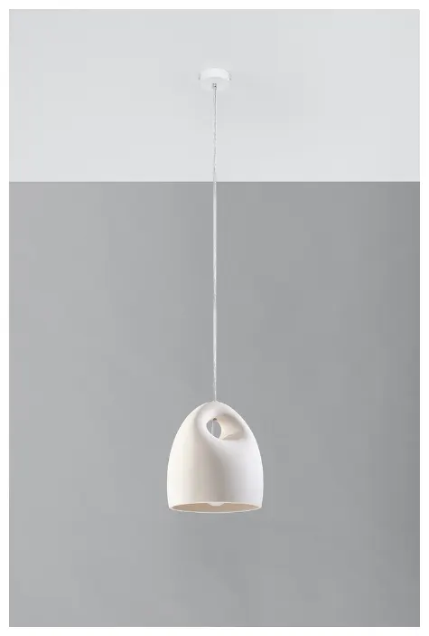 Biała ceramiczna lampa wisząca kopuła Sollux Lighting SL.0842 Bukano E27