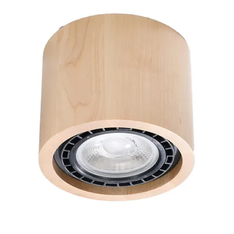 Plafon BASIC 1xGU10 naturalne drewno Sollux Tuba Wood SL.0913
