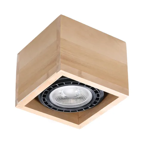 Plafon QUATRO 1xGU10 kwadratowy naturalne drewno Sollux SL.0915