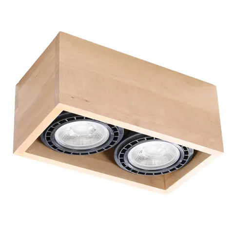 Plafon QUATRO 2xGU10 naturalne drewno Sollux SL.0916
