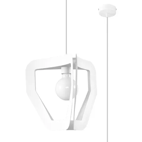Biała lampa wisząca z stalową ramą Sollux Lighting SL.0929 Tres E27 33cm