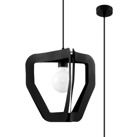 Czarna lampa wisząca z stalową ramą Sollux Lighting SL.0930 Tres E27 33cm
