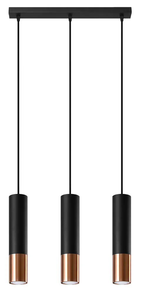 Lampa wisząca LOOPEZ 3L czarny/miedź GU10 3x40W IP20 SL.0948 SOLLUX