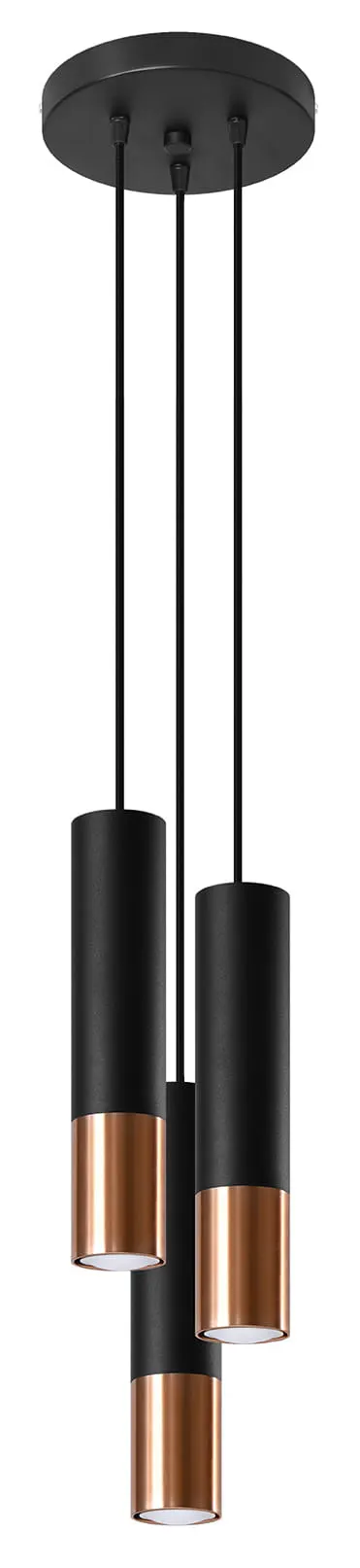 Lampa wisząca LOOPEZ 3P czarny/miedź GU10 3x40W IP20 SL.0949 SOLLUX