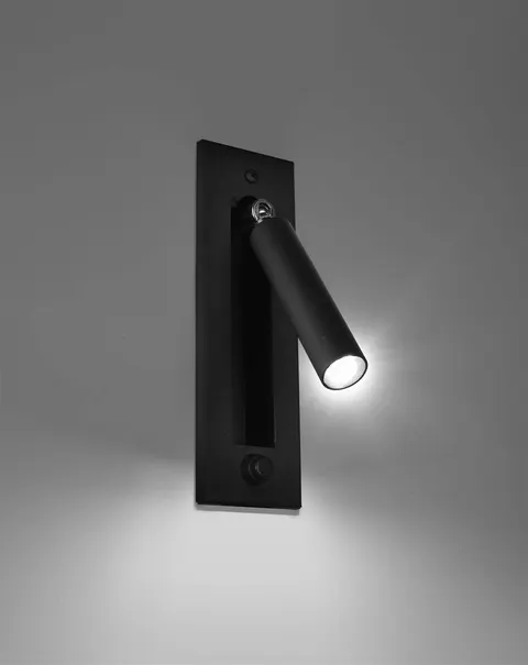 Czarny kinkiet ścienny tuba z włącznikiem Sollux Lighting SL.0956 Enif G9