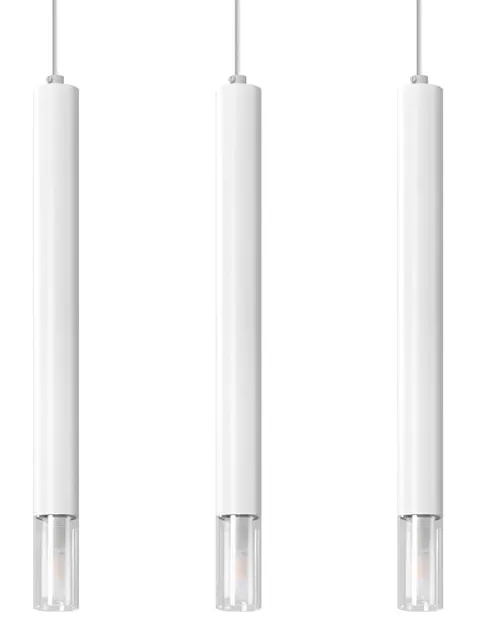 Biała lampa wisząca z trzema walcami zakończonymi szkłem Sollux Lighting SL.0959 Wezyr 3xG9