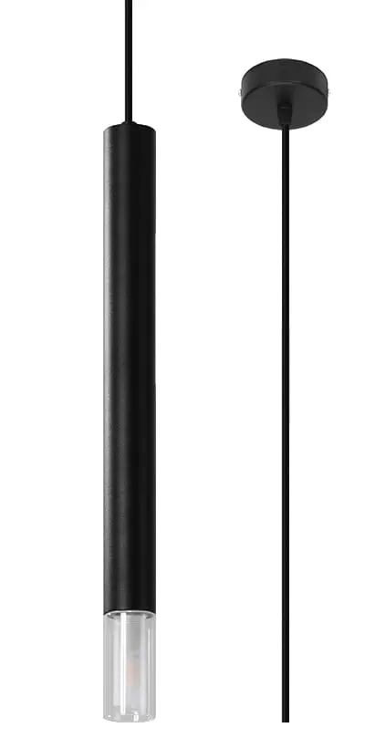 Czarna lampa wisząca smukła tuleja 4x50cm z szklanym kloszem Sollux Lighting SL.0960 Wezyr G9