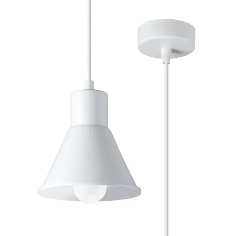 Biała lampa wisząca stożek Fi14cm Sollux Lighting SL.0983 Taleja E27