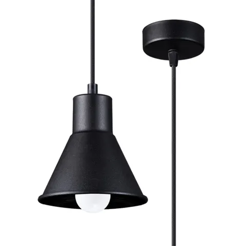 Czarna lampa wisząca stożek Fi14cm Sollux Lighting SL.0985 Taleja E27