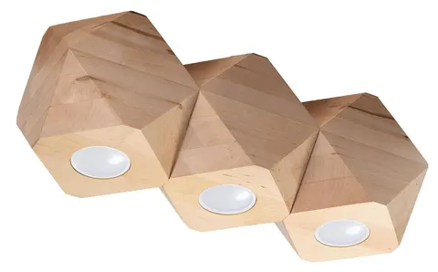Plafon WOODY 3xGU10 naturalne drewno Sollux SL.1010 kostka