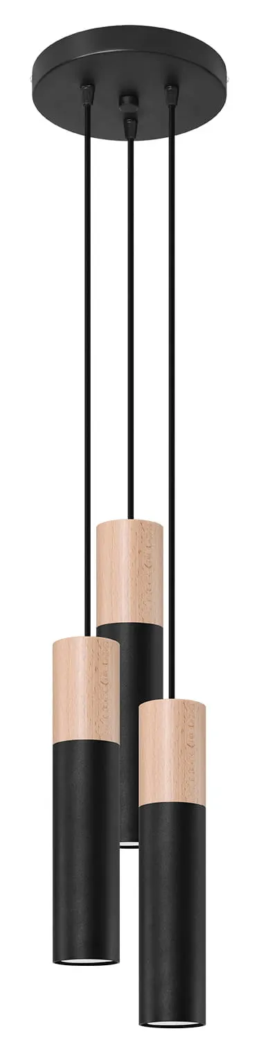 Lampa wisząca PABLO 3P czarna Sollux