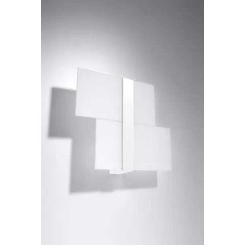Biały kinkiet z stalową ramą i szklanymi prostokątami Sollux Lighting SL.1044 Massimo 2xG9
