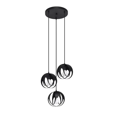 Czarna lampa wisząca z trzema kloszami nad stół Sollux Lighting SL.1088 Tulos 3xE27 30cm
