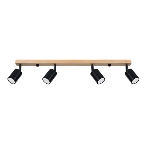 Plafon VERDO 4xGU10 czarny drewno wood Sollux