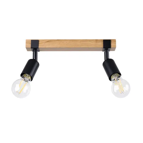 Plafon ZUCA 2xE27 czarny drewno wood Sollux