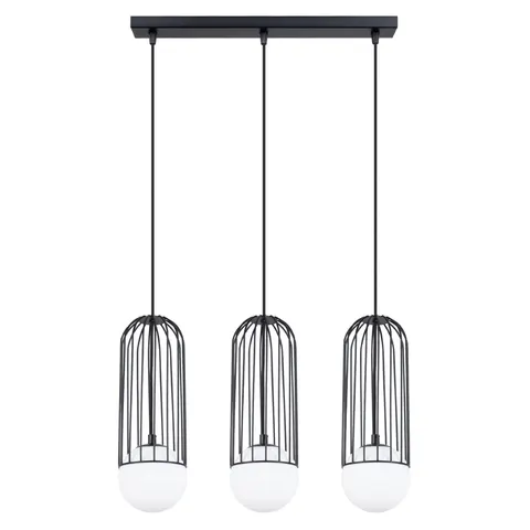 Czarna lampa wisząca z trzema białymi kulami na listwie 50cm Sollux Lighting SL.1334 Brina 3xG9